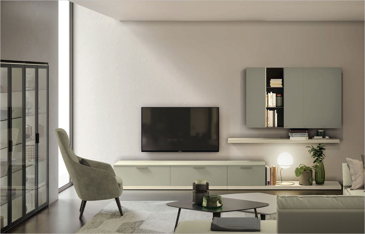 Mobile zona giorno VOLO L103 volo2022-colori 1 GZ8T - Grigio Titanio  volo2022-colori 2 RS4B - Royal Oak